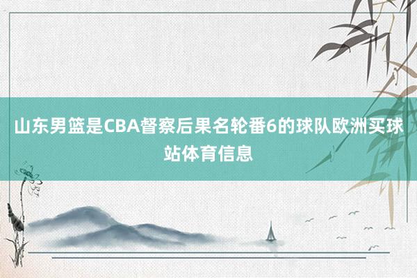 山东男篮是CBA督察后果名轮番6的球队欧洲买球站体育信息