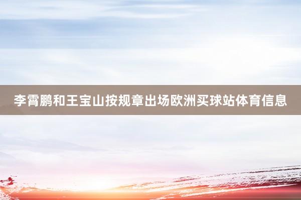 李霄鹏和王宝山按规章出场欧洲买球站体育信息