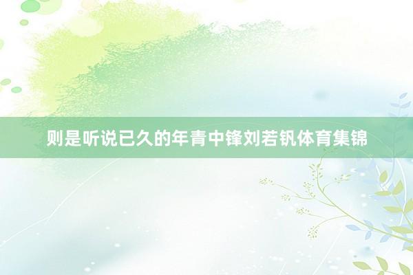 则是听说已久的年青中锋刘若钒体育集锦