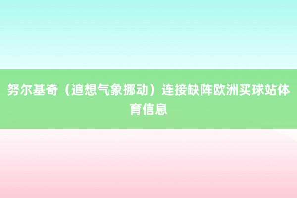 努尔基奇（追想气象挪动）连接缺阵欧洲买球站体育信息