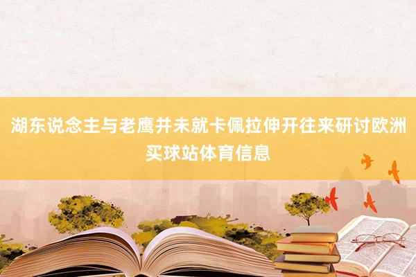 湖东说念主与老鹰并未就卡佩拉伸开往来研讨欧洲买球站体育信息