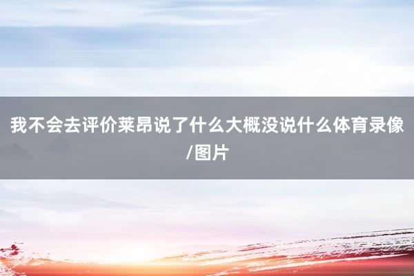 我不会去评价莱昂说了什么大概没说什么体育录像/图片