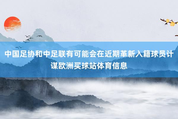中国足协和中足联有可能会在近期革新入籍球员计谋欧洲买球站体育信息