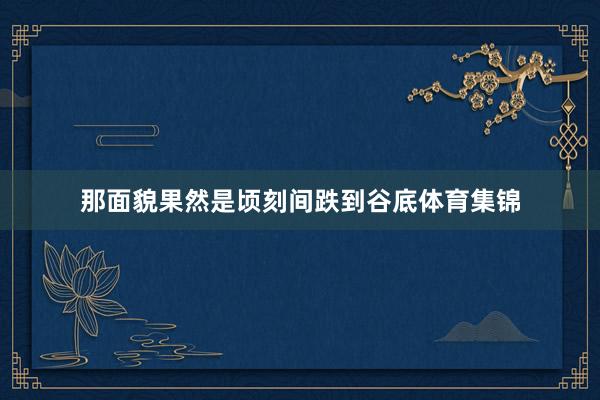 那面貌果然是顷刻间跌到谷底体育集锦