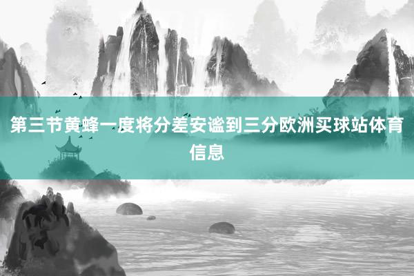 第三节黄蜂一度将分差安谧到三分欧洲买球站体育信息