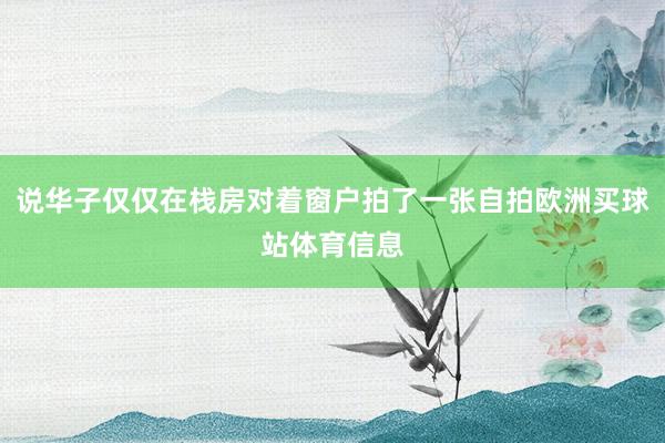 说华子仅仅在栈房对着窗户拍了一张自拍欧洲买球站体育信息