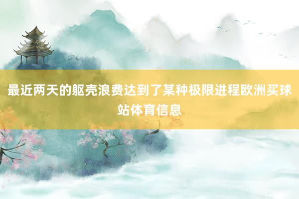 最近两天的躯壳浪费达到了某种极限进程欧洲买球站体育信息