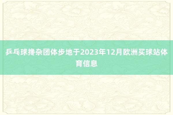 乒乓球搀杂团体步地于2023年12月欧洲买球站体育信息