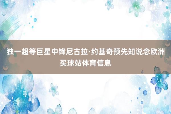 独一超等巨星中锋尼古拉·约基奇预先知说念欧洲买球站体育信息