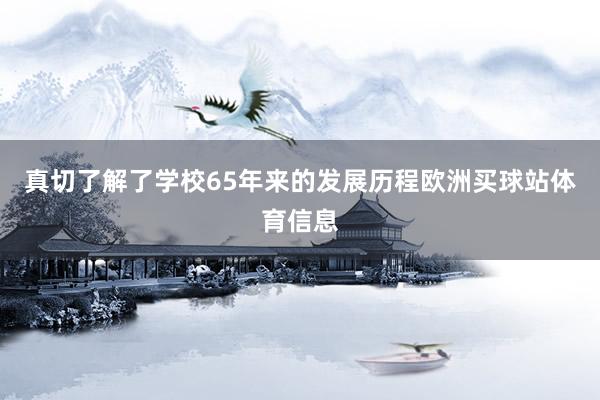 真切了解了学校65年来的发展历程欧洲买球站体育信息