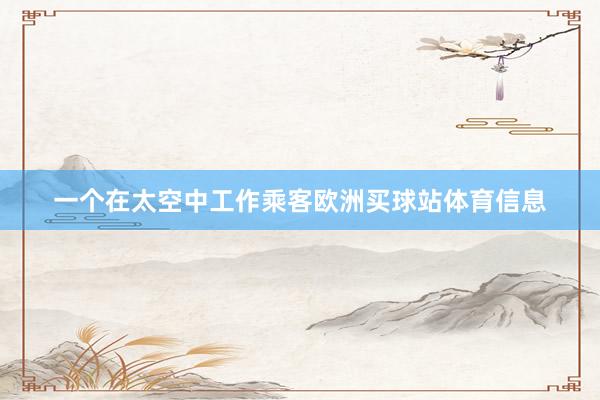 一个在太空中工作乘客欧洲买球站体育信息
