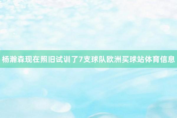 杨瀚森现在照旧试训了7支球队欧洲买球站体育信息