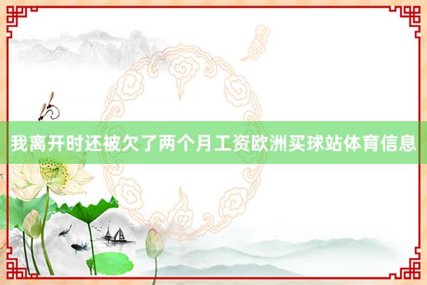 我离开时还被欠了两个月工资欧洲买球站体育信息