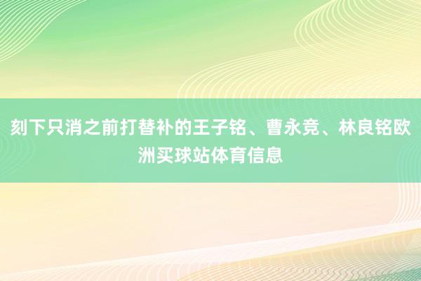 刻下只消之前打替补的王子铭、曹永竞、林良铭欧洲买球站体育信息