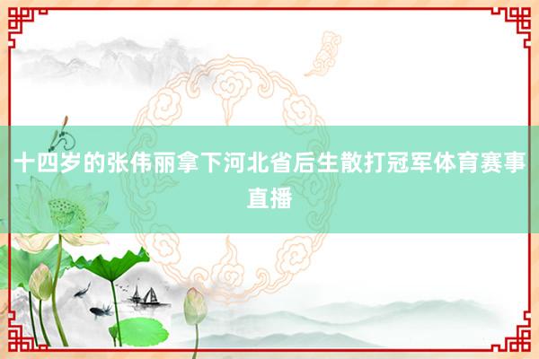 十四岁的张伟丽拿下河北省后生散打冠军体育赛事直播
