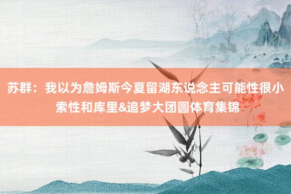 苏群：我以为詹姆斯今夏留湖东说念主可能性很小 索性和库里&追梦大团圆体育集锦