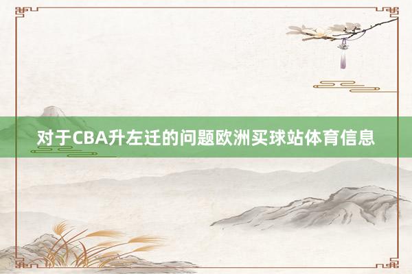 对于CBA升左迁的问题欧洲买球站体育信息