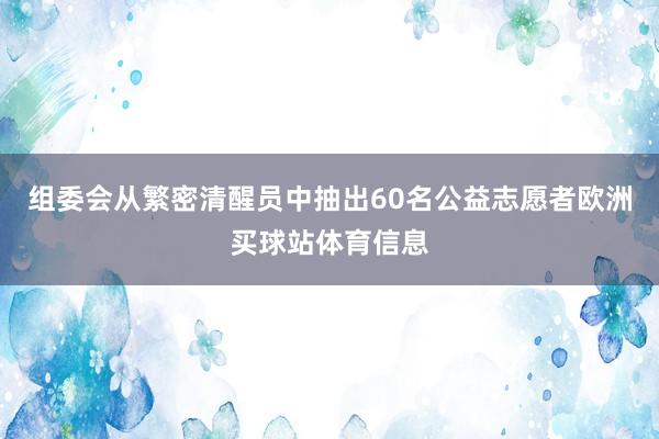 组委会从繁密清醒员中抽出60名公益志愿者欧洲买球站体育信息