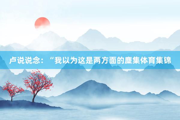 卢说说念：“我以为这是两方面的麇集体育集锦