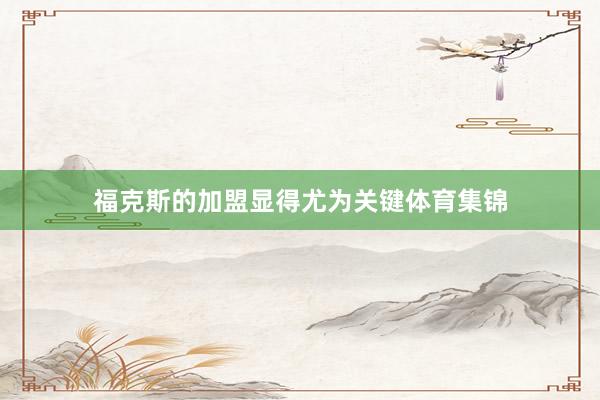 福克斯的加盟显得尤为关键体育集锦
