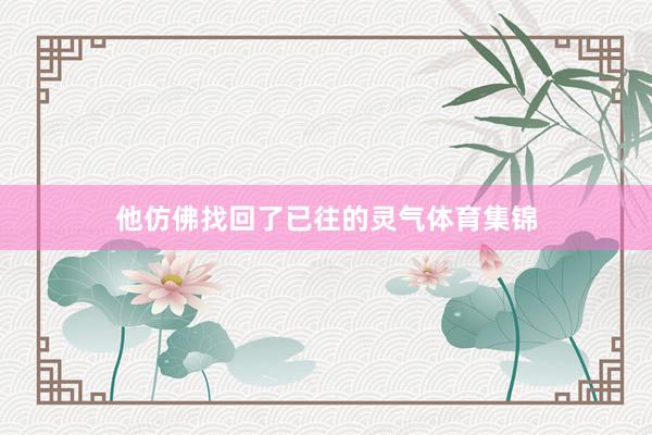 他仿佛找回了已往的灵气体育集锦
