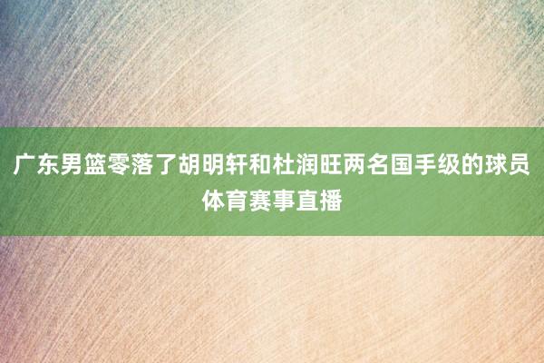 广东男篮零落了胡明轩和杜润旺两名国手级的球员体育赛事直播