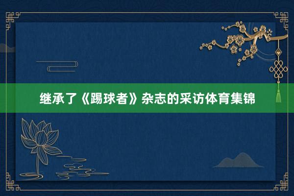 继承了《踢球者》杂志的采访体育集锦