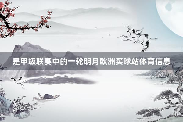 是甲级联赛中的一轮明月欧洲买球站体育信息
