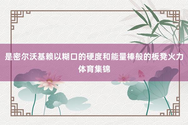 是密尔沃基赖以糊口的硬度和能量棒般的板凳火力体育集锦
