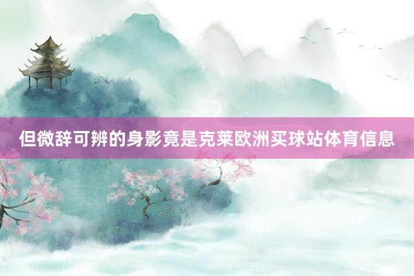 但微辞可辨的身影竟是克莱欧洲买球站体育信息