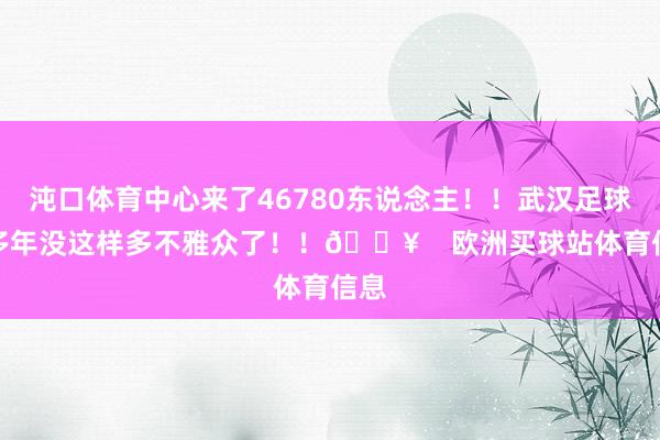 沌口体育中心来了46780东说念主！！武汉足球许多年没这样多不雅众了！！🔥    欧洲买球站体育信息